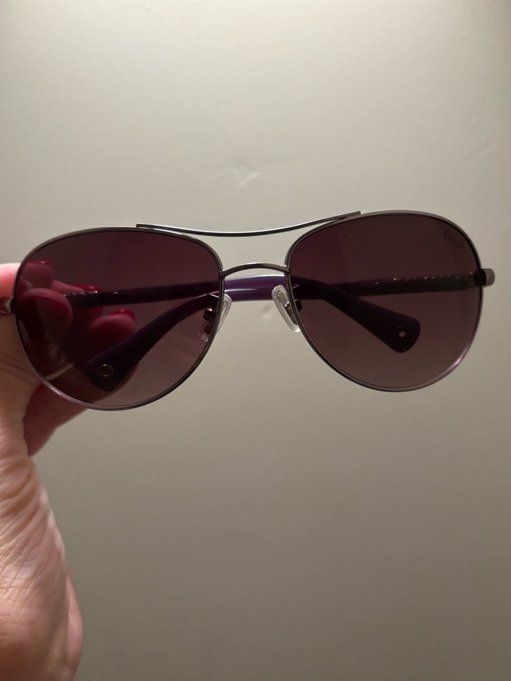 Coach Lilac Allegra Aviator S567 Sunglasses Modified Oval Full Rim Metal Frame